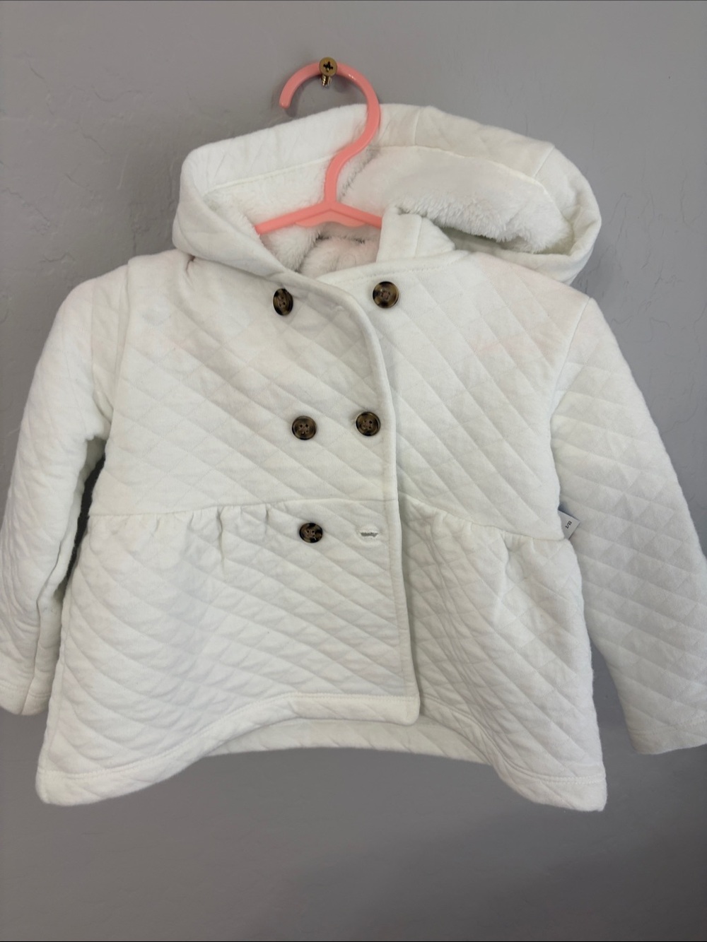 Carter's Quilted Hooded Pea Coat in White